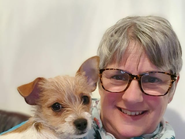 A wonderful picture of Gillian Dicken with Milo
