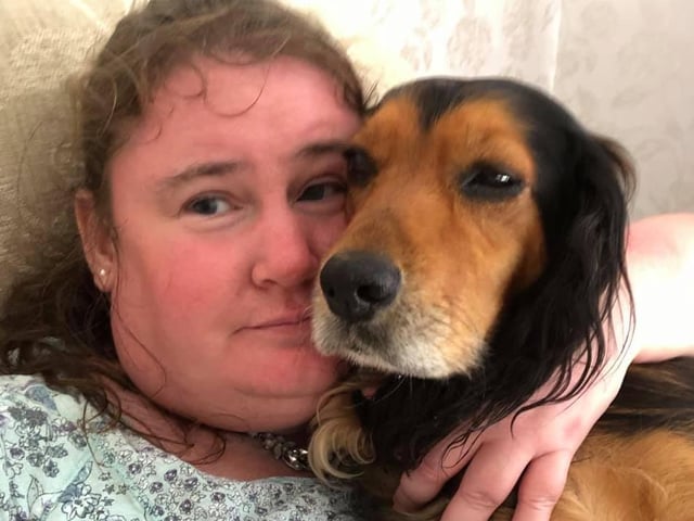 Katy Dallinger sent this adorable picture with her dog