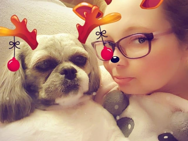 Sarah Harding shared this filtered picture of her and her dog