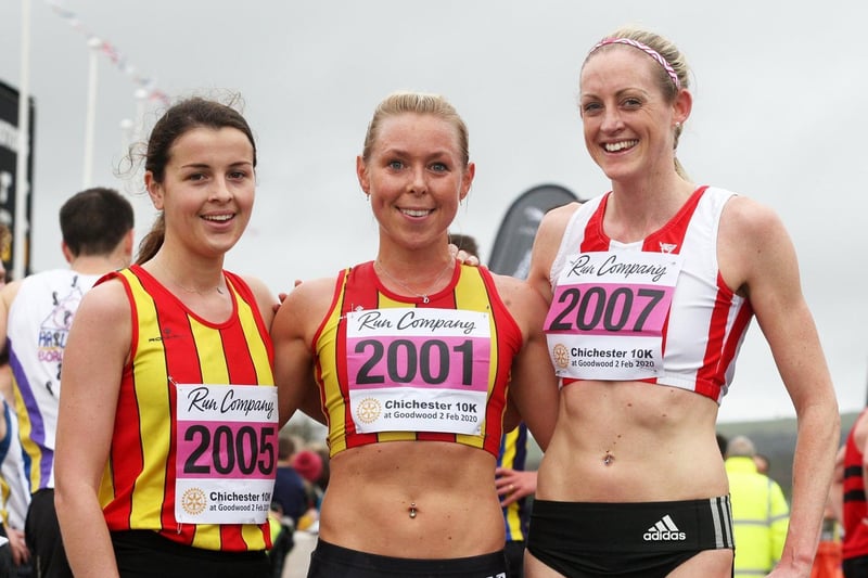 The top three women at last year's Priory 10k at Goodwood / Picture: Derek Martin