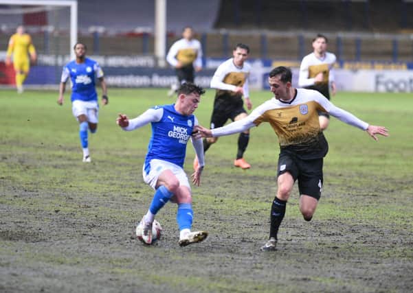 Sammie Szmodics in action for Posh against Crewe. Photo: David Lowndes.