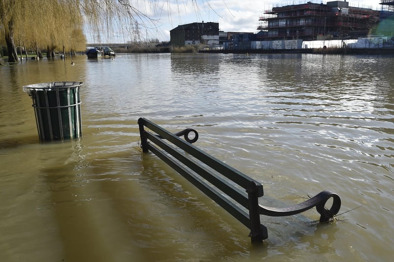 Flooding at  Peterborough Embankment on  the River Nene earlier this year: Picture David Lowndes
