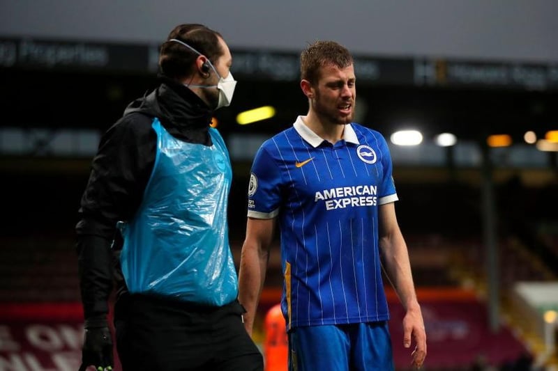Rolled his ankle against Burnley and has been ruled out of the FA Cup tie at Leicester this Wednesday. The inform defender was rated as 50-50 for this Saturday's Premier League fixture against Aston Villa at the Amex Stadium. “He has a bit of swelling,” said Potter. “Wednesday is too soon and we’ll wait and see for Saturday."

“We’ll know more over the next few days but it isn’t a serious one, he’s rolled his ankle.”