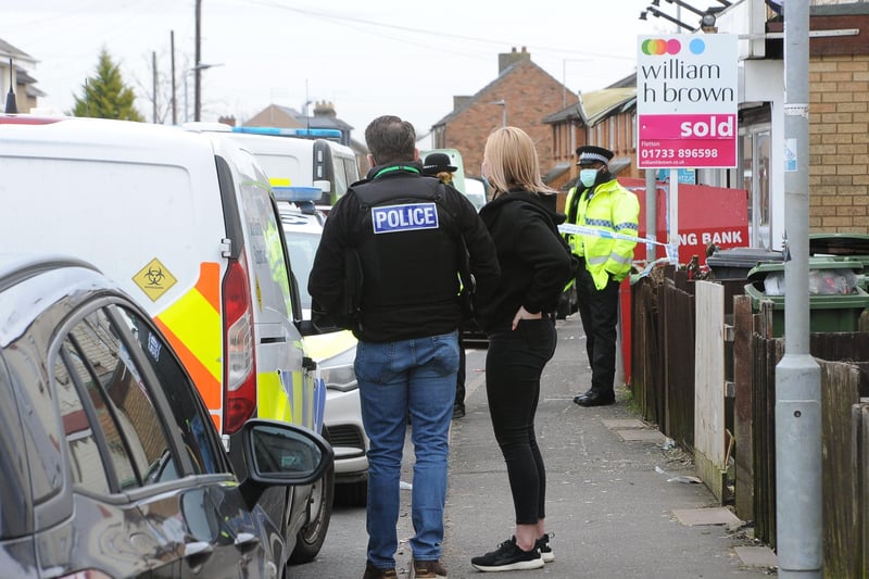 Police officers have been carrying out an investigation at a house in Fletton High Street.