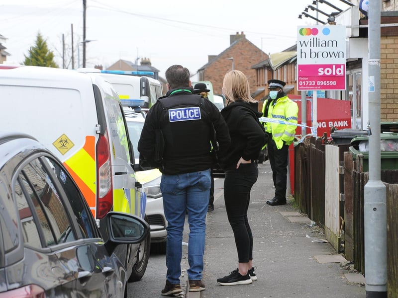 Police officers have been carrying out an investigation at a house in Fletton High Street.