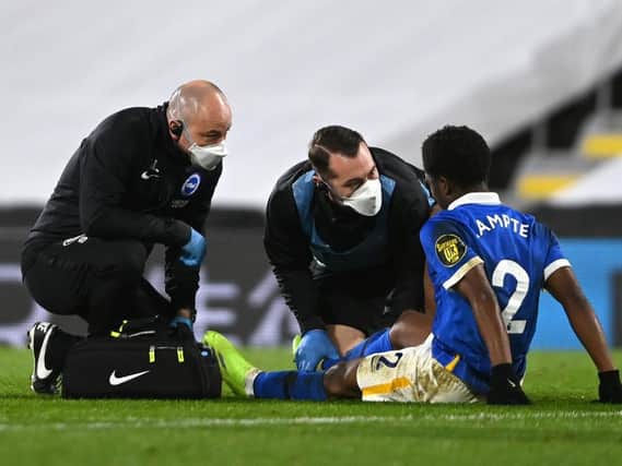Brighton defender Tariq Lamptey has not featured since injuring his hamstring in the 0-0 draw at Fulham last December