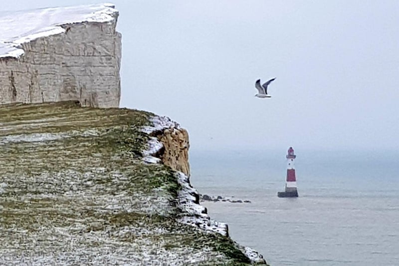 Beachy Head sports a dusting of snow. Taken by Bob Newton with a Samsung S8. SUS-210217-112213001