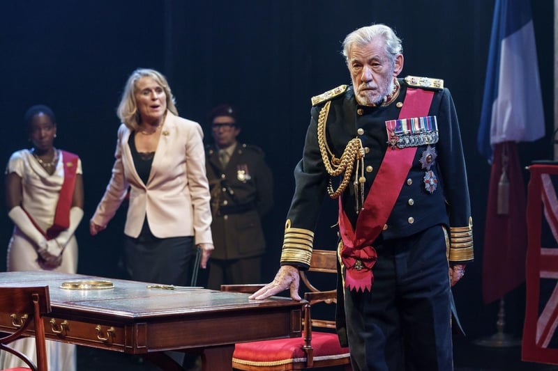 Sinad Cusack as the Countess of Kent and Ian McKellen as Lear in Chichester Festival Theatres production of King Lear. Picture:  Manuel Harlan
