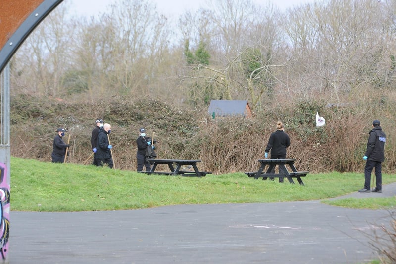 Police searches focused on wooded areas and scrubland.