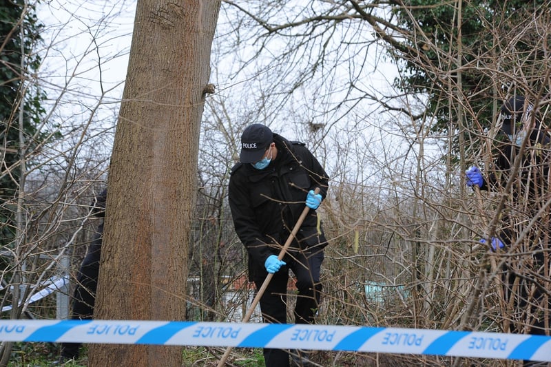 Police have been searching wooded areas.