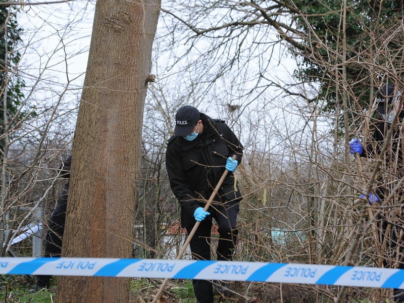 Police have been searching wooded areas.