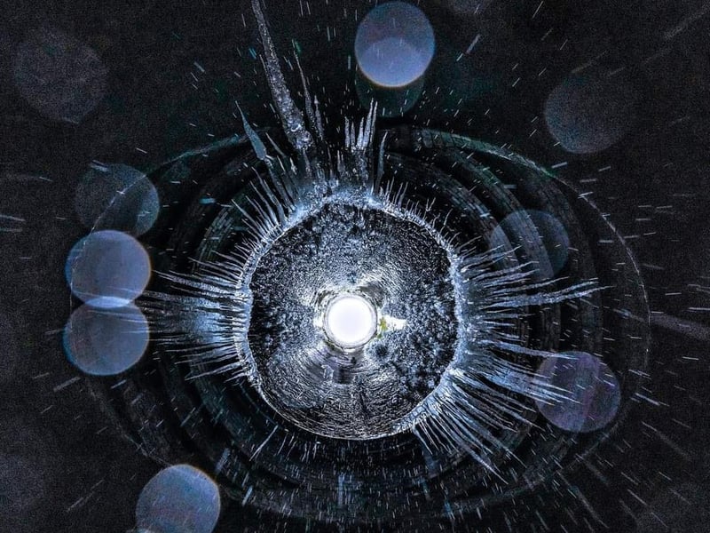 This incredible shot was taken in Kelmarsh tunnel looking up through one of the chimneys.