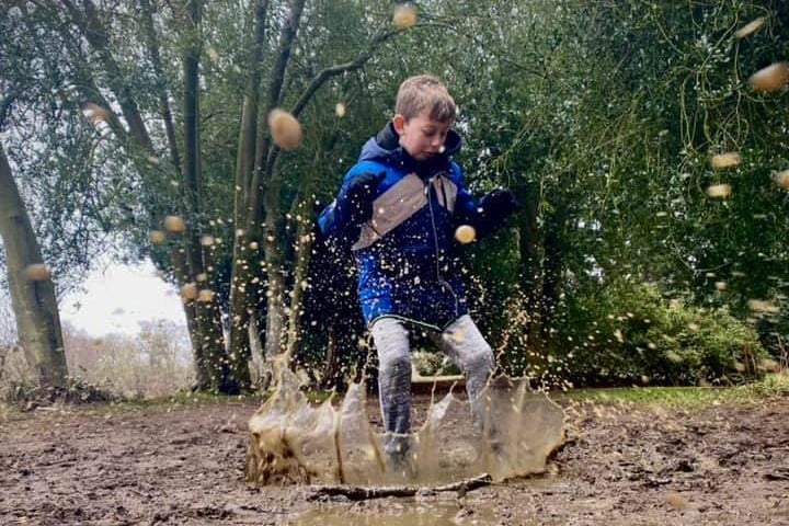 Splashing in the muddy puddles at Delapre!