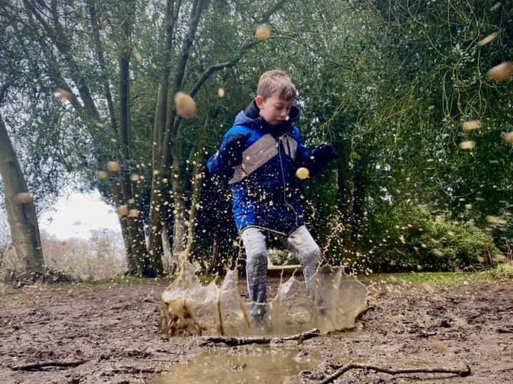 Splashing in the muddy puddles at Delapre!