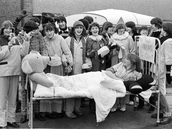 Bed push for KGH children's ward 1981