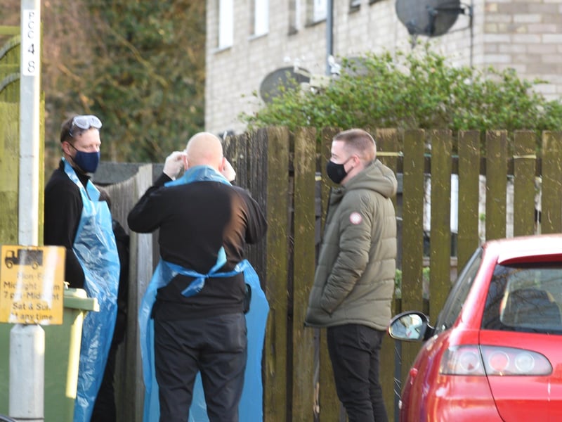 Police officers  at Ellindon, North Bretton on Monday afternoon (February 22).