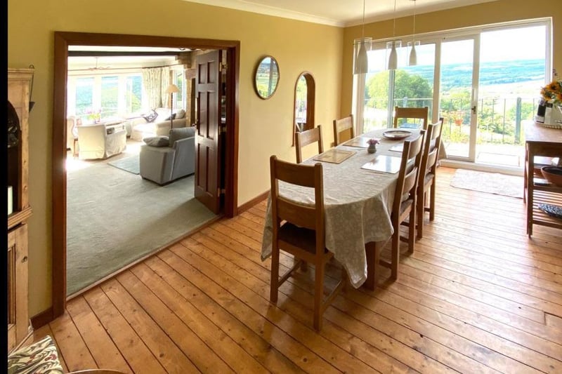 Dining room with view at The Gables home near Warmington (photo from Rightmove)