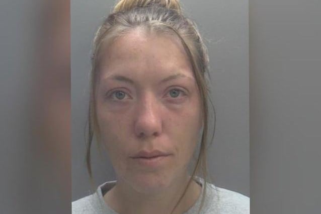The 31-year-old, of Herford Close in Corby, fractured her ex-girlfriend's arm with a metal pole just weeks after a judge gave her a chance to prove herself when she admitted a separate robbery. She was jailed for 30 months.