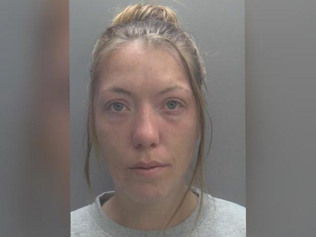 The 31-year-old, of Herford Close in Corby, fractured her ex-girlfriend's arm with a metal pole just weeks after a judge gave her a chance to prove herself when she admitted a separate robbery. She was jailed for 30 months.