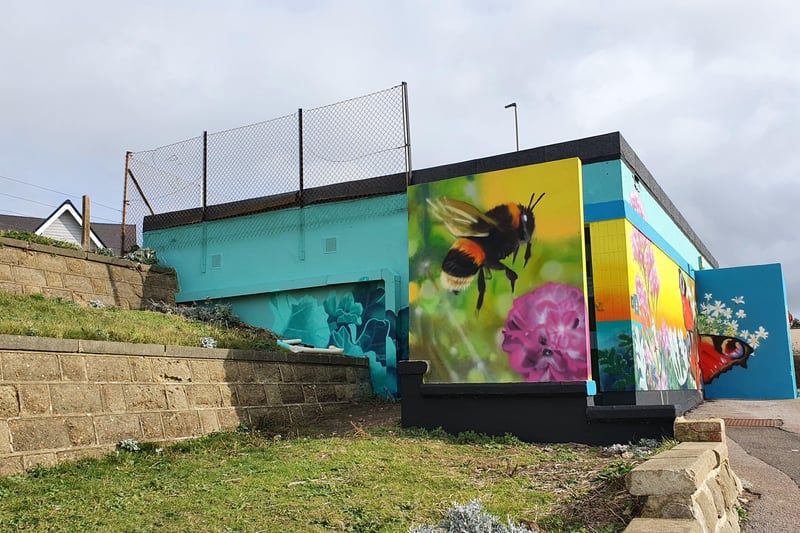 Award-winning Sussex artist ‘S.o.S’ aka Sarah Gillings has created a mural on a neglected WC toilet block adjacent to the Saltdean tunnels.