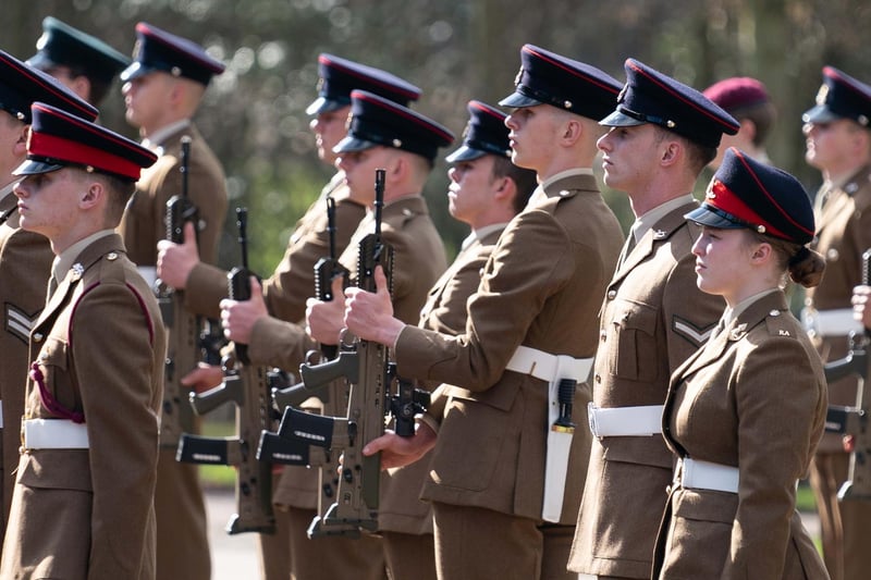 Members of the armed forces at the funeral of Captain Sir Tom Moore at Bedford Crematorium (Photo by Joe Giddens - Pool/Getty Images)