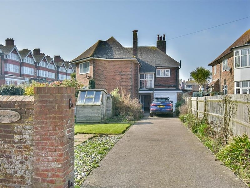 A spacious 3/4 bedroom first floor flat boasting sea views from many room. A good sized mainly lawned private gardens on the corner of Middlesex and Knole road with flower and shrub borders, timber potting shed with a brick boundary wall. Price: £395,000.