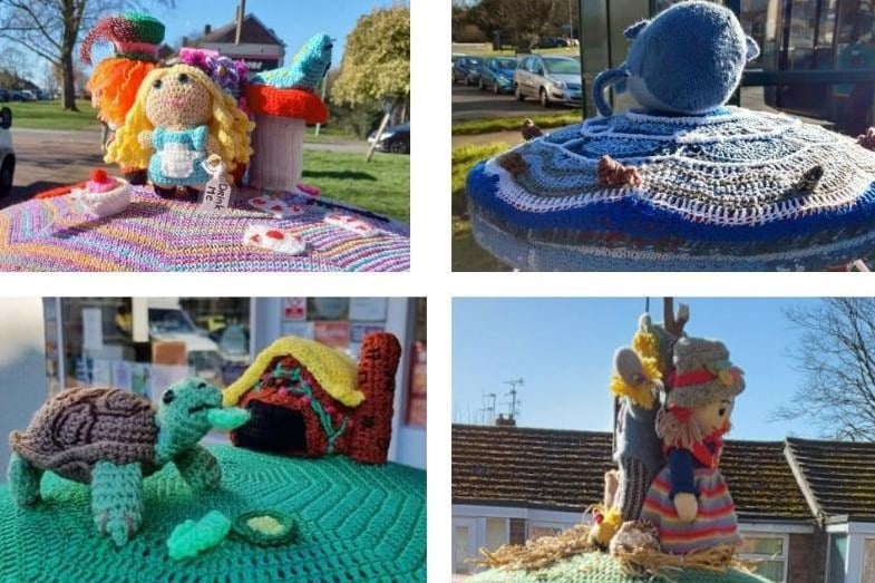Hemel Hempstead Yarn Bomb group create knitted toppers to celebrate World Book Day