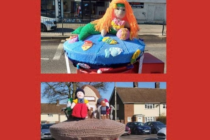 Hemel Hempstead Yarn Bomb group create knitted toppers to celebrate World Book Day