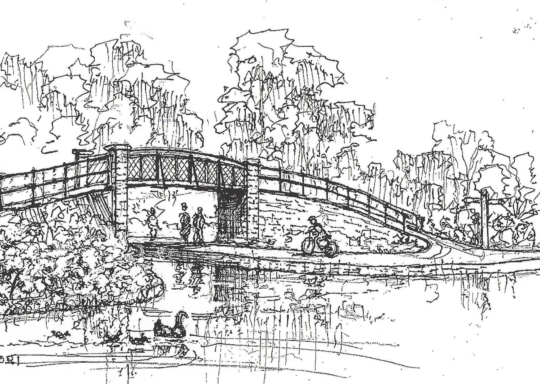 An artist's impression of the bridge by Railworld Wildlife Haven volunteer  Martyn Hanks.