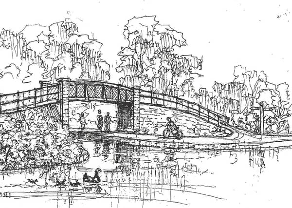 An artist's impression of the bridge by Railworld Wildlife Haven volunteer Martyn Hanks.