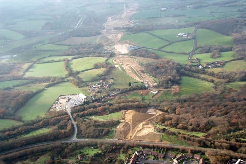 An aerial view of the Bexhill to Hastings Link Road site SUS-140522-100350001