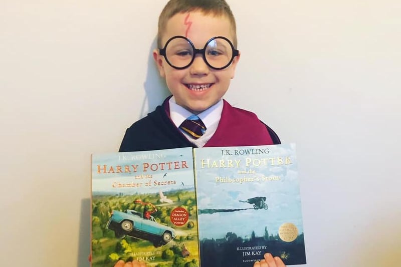 It's good to see that Harry Potter is still as popular as ever this year with the youngsters. This little boy has called himself Harvey Potter for the day.