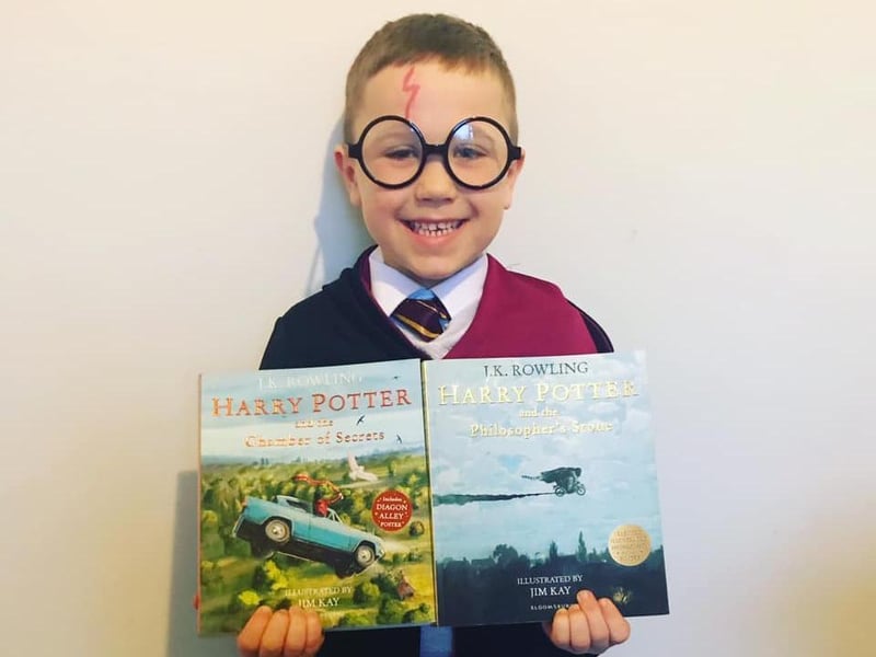 It's good to see that Harry Potter is still as popular as ever this year with the youngsters. This little boy has called himself Harvey Potter for the day.