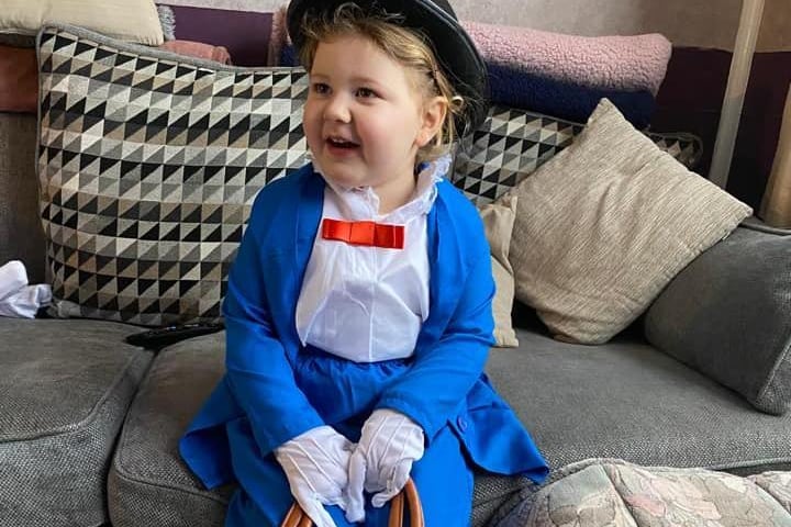 Esmai, aged 3, is transported back to the 1960s today for one day only as she dresses up as children's classic Mary Poppins.
