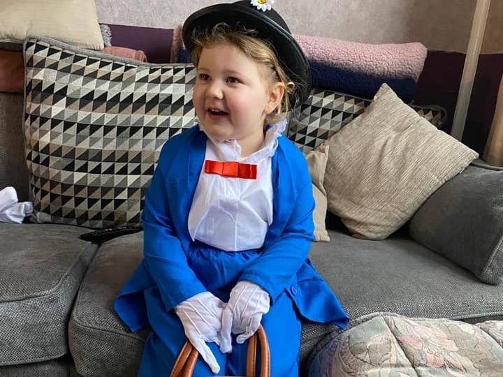 Esmai, aged 3, is transported back to the 1960s today for one day only as she dresses up as children's classic Mary Poppins.