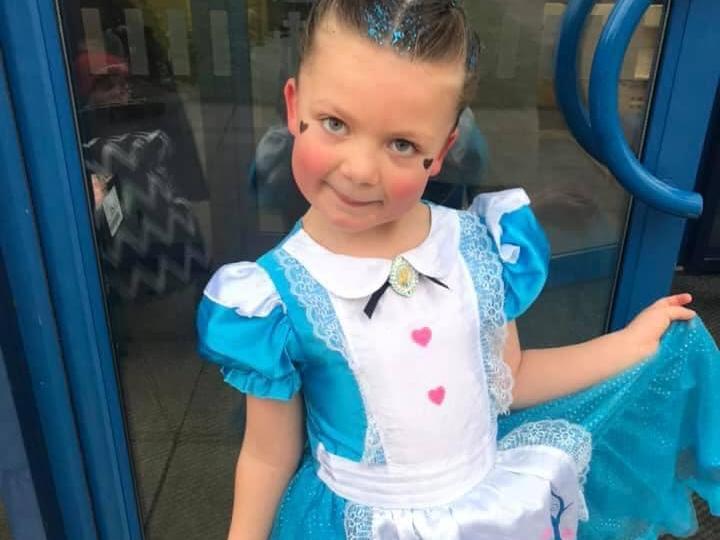 Kylah-Rose, 6, gets to beome Alice in Wonderland for the day today.