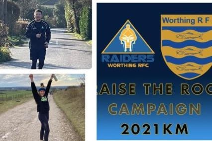 Players, supporters and families have been out in force to clock up the miles and raise money for a new roof at Worthing Rugby Club
