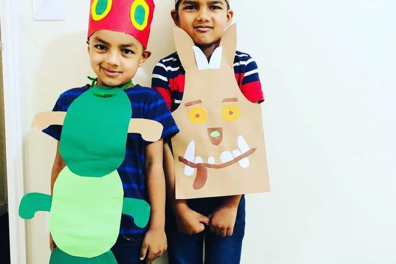 Brothers Mahdi and Usmaan have been busy handcrafting their outfits so they could become the Hungry Caterpillar and The Gruffalo.
