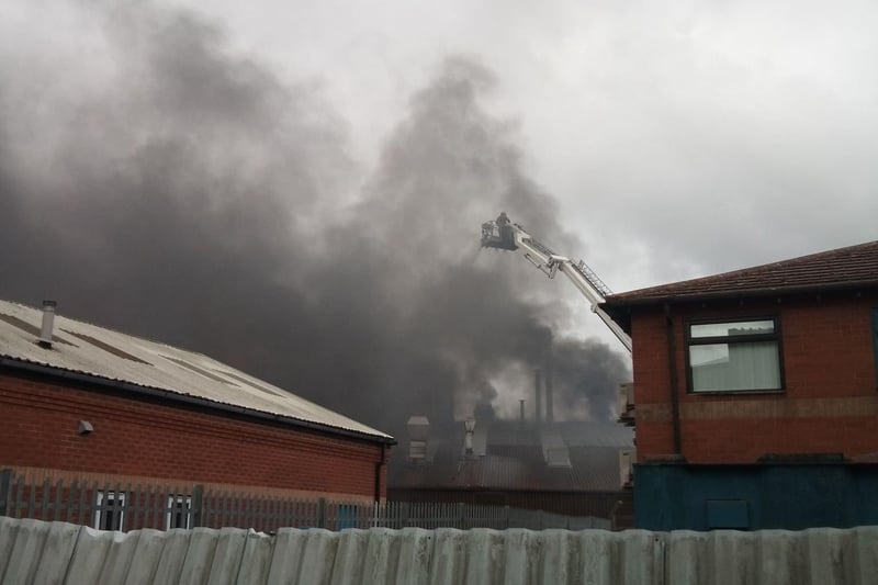Firefighters on the scene of the blaze in Heckington Business Park. Photo: Andrew Bradley EMN-210403-140702001