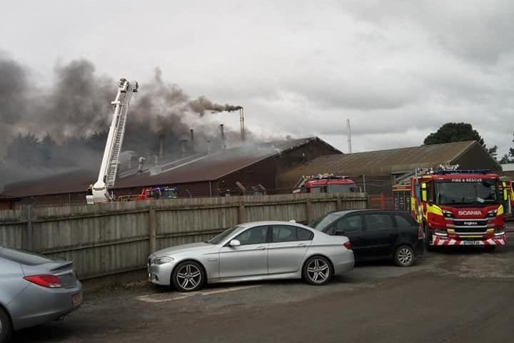 The blaze in Heckington Business Park. Photo: Andrew Bradley EMN-210403-140521001