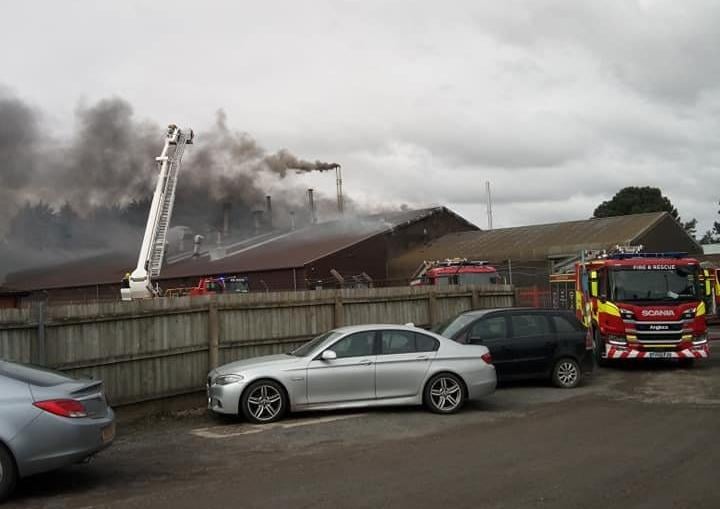 The blaze in Heckington Business Park. Photo: Andrew Bradley EMN-210403-140521001