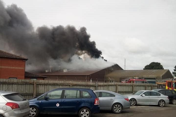 The blaze in Heckington Business Park. Photo: Andrew Bradley EMN-210403-140531001