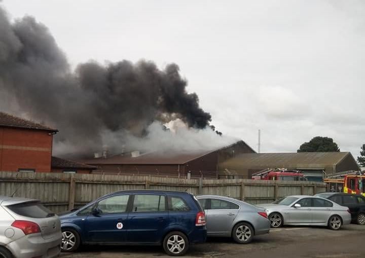 The blaze in Heckington Business Park. Photo: Andrew Bradley EMN-210403-140531001