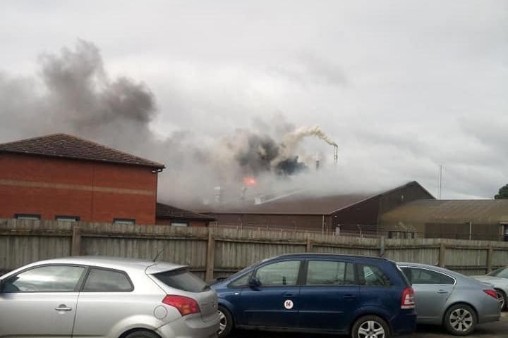 The blaze in Heckington Business Park. Photo: Andrew Bradley EMN-210403-140551001
