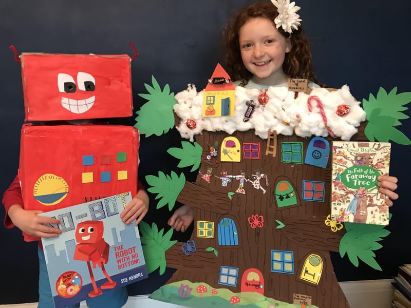 Anna Ansted sent in this picture of her daughter Nina, ten, as The Folk of the Faraway Tree and son Tom, six, as NO-BOT
