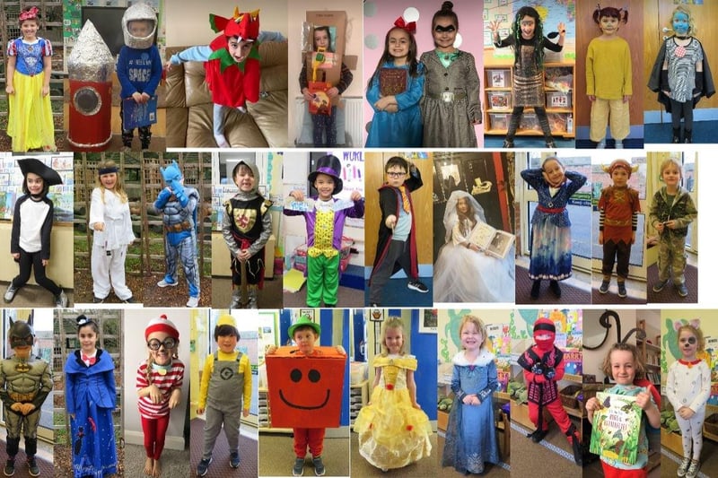 Collage of World Book Day photos from Lyndhurst Infant School