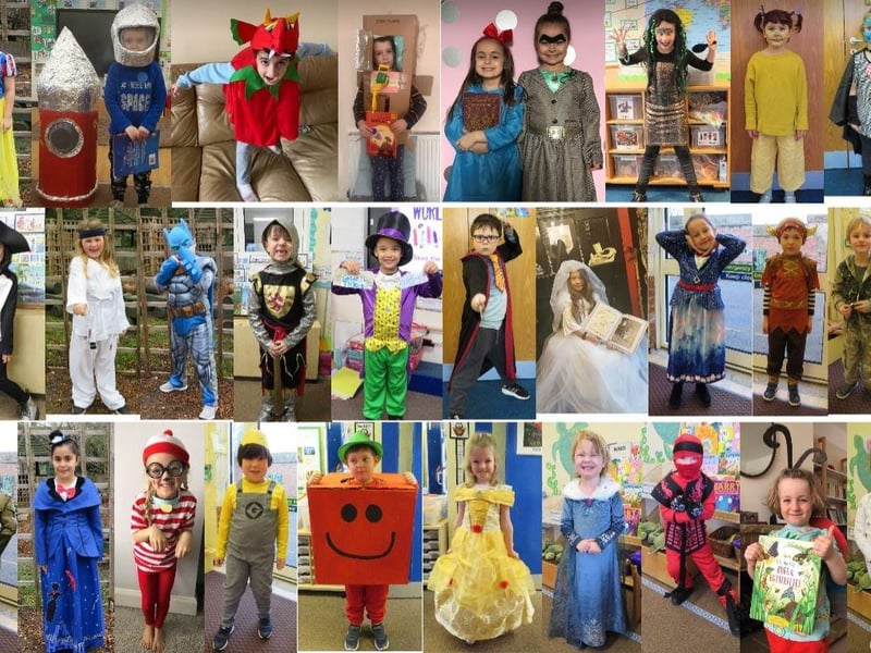 Collage of World Book Day photos from Lyndhurst Infant School