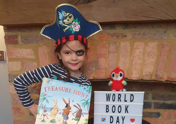Aliyah, aged six, as a Pirate from We're Going on Treasure Hunt SUS-210503-103803001