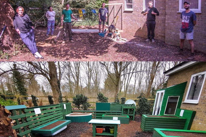 Some of the Up The Garden Bath volunteers in the garden before and after. EMN-210503-150922001