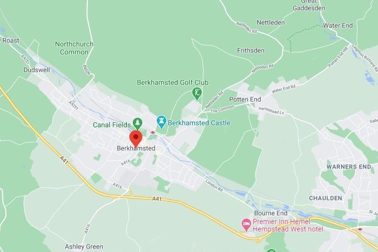 1,768 people have been vaccinated in Berkhamsted West. This represents 35% of people aged 16 and over in the area. (C) Google Maps
